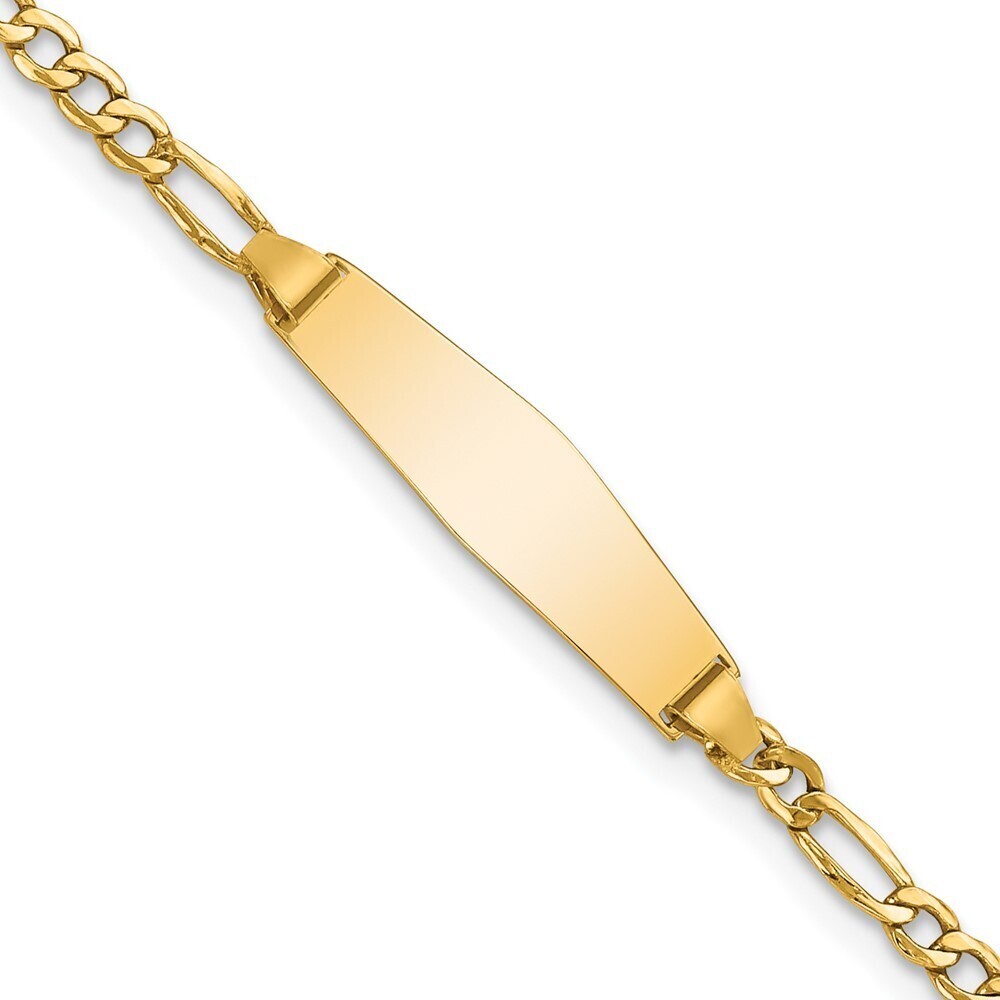 14k Yellow Gold Semi-solid Soft Diamond Shape Figaro Id Bracelet